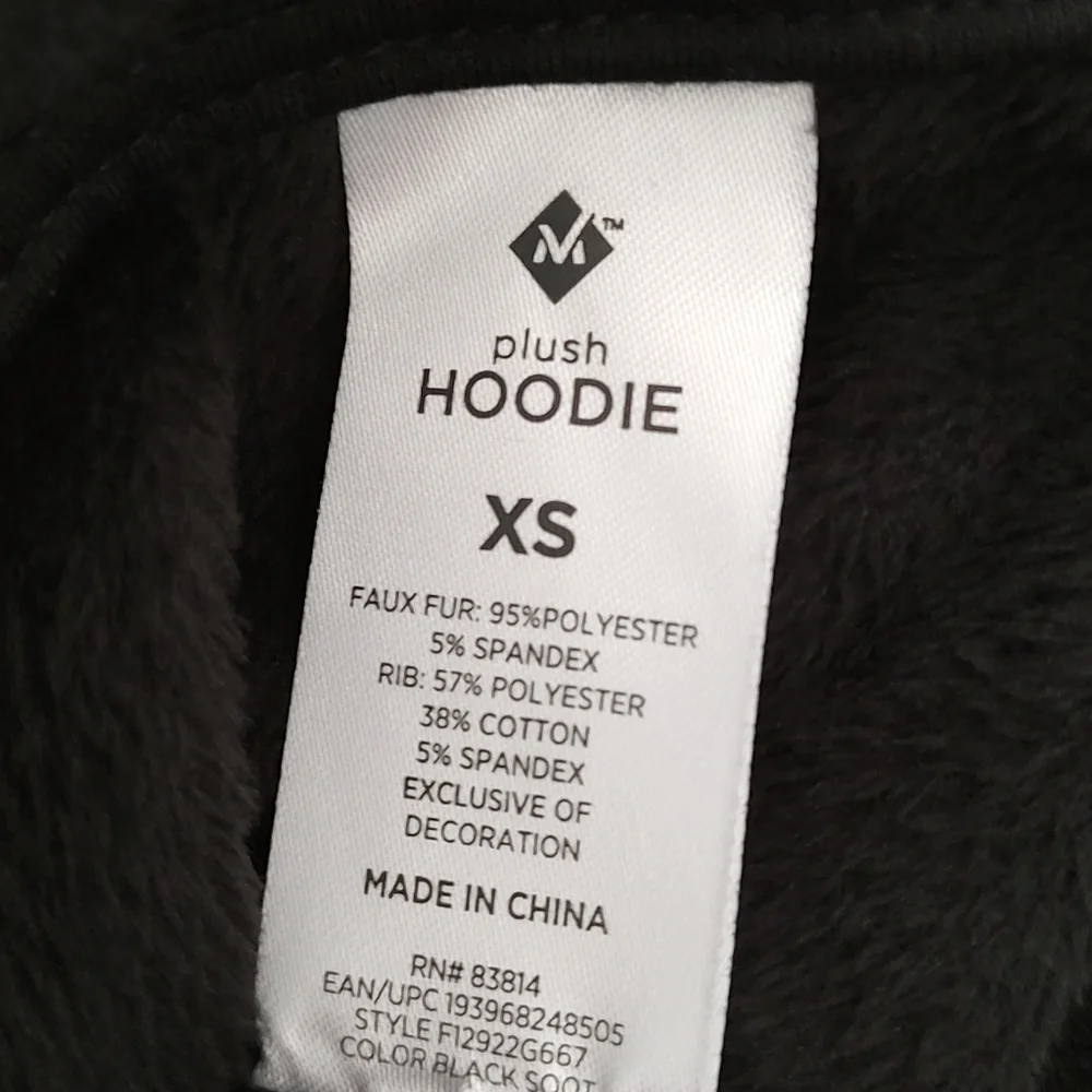 Hoodie  Women Pullover  Black Fleece Size XS  Long Sleeves Warm New without Tag